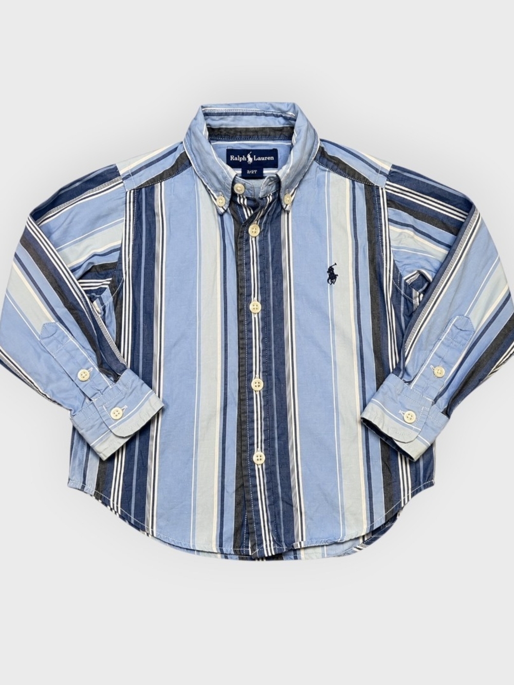 2T Ralph Lauren Light and Navy Blue Striped Button-Down Shirt - Kids